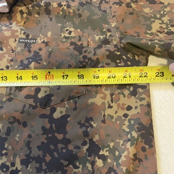 Warrior Camo Flecktarn Button Up Shirt Mens Size L Short Sleeve Camouflage - Picture 4 of 8